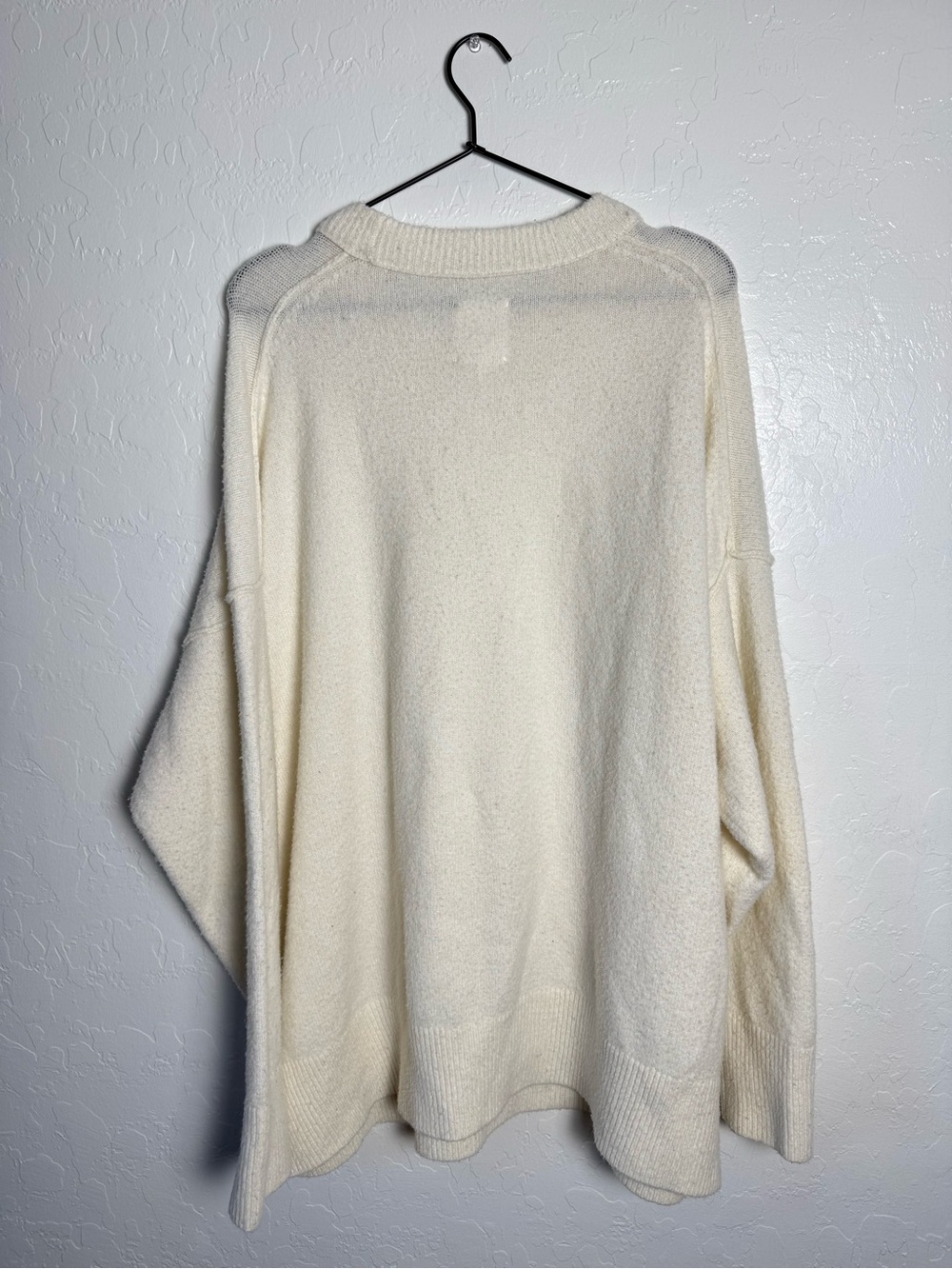 Aerie Cream Cozy Oversized Crew Neck Knit Sweater Size XL Slouchy Drop Shoulder - Picture 7 of 10